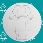 Titelbild Auftakt zum Weihnachtskleid Sewalon, Handzeichnung des gewählten Kleides