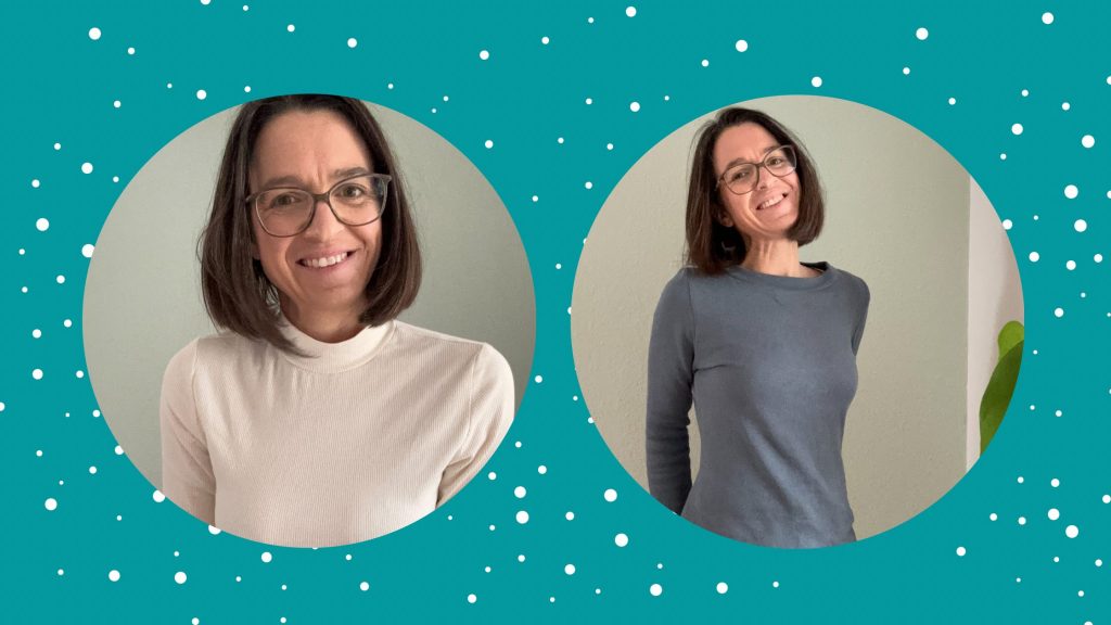 Titelbild: Basic-Oberteile - einmal weiß mit Rollkragen, einmal rauchblau mit breitem Rundkragen