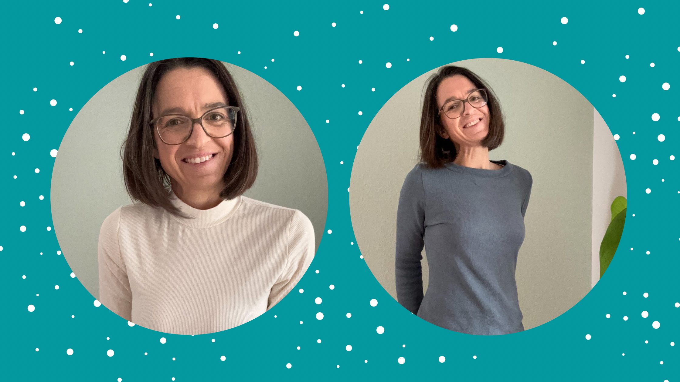 Titelbild: Basic-Oberteile - einmal weiß mit Rollkragen, einmal rauchblau mit breitem Rundkragen